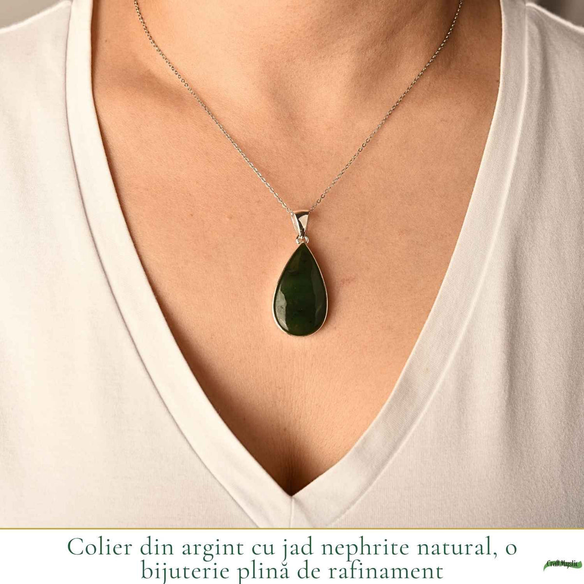 Colier cu Jad Nefrit, Argint 925 – CraftMystic