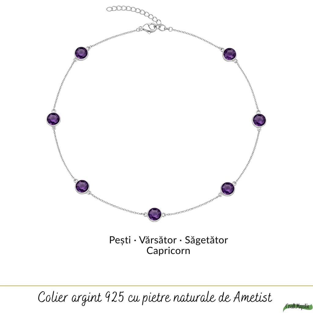 Colier Argint 925 cu Ametist Fatetat – Calm, Claritate si Echilibru