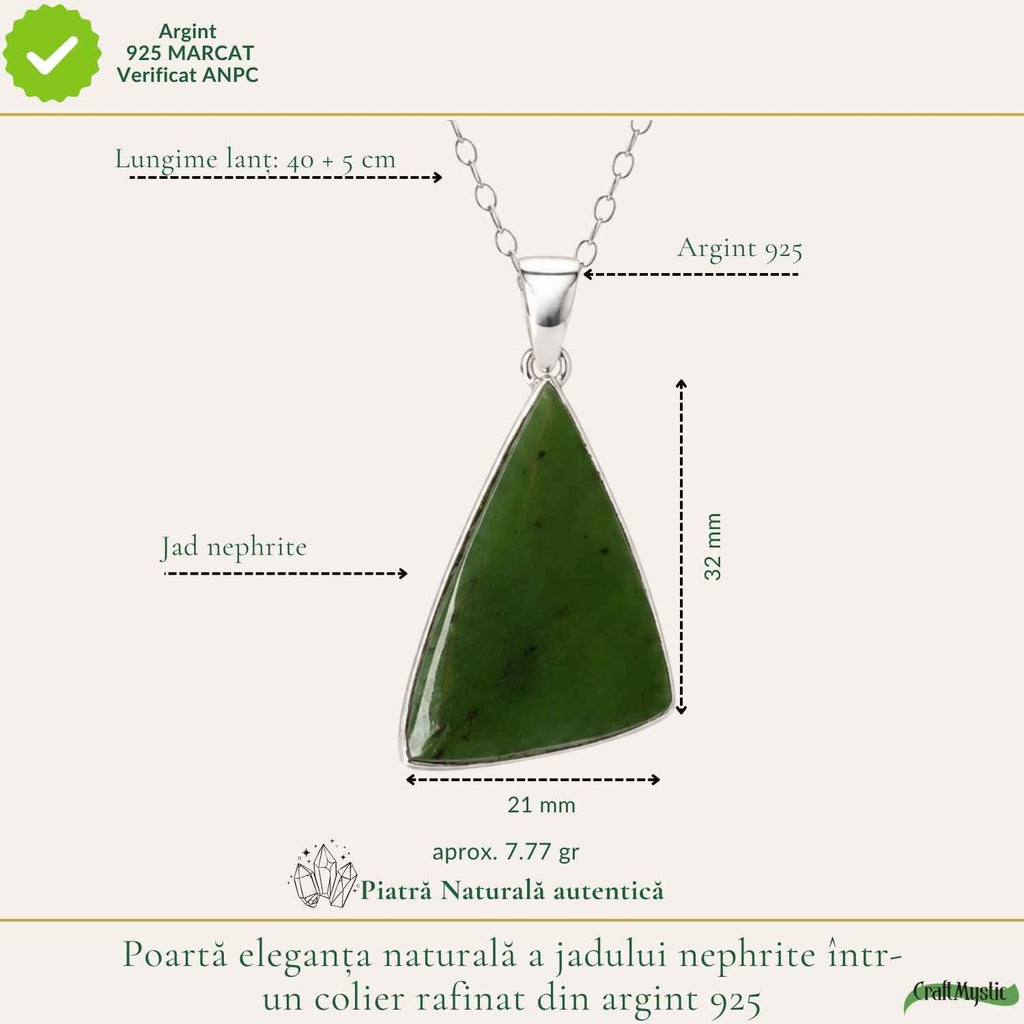 Colier cu Jad Nefrit, Argint 925 – CraftMystic