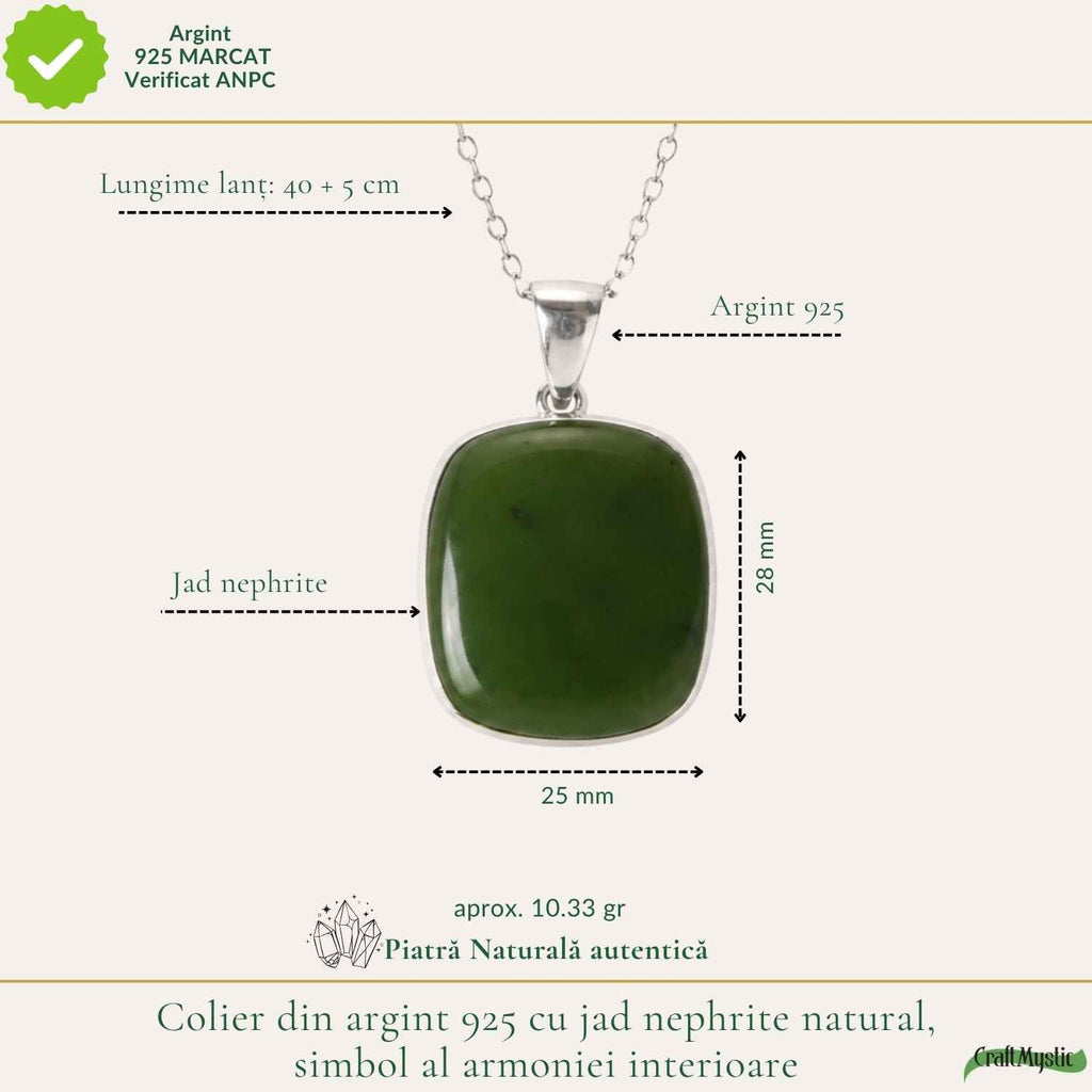 Colier cu Jad Nefrit, Argint 925 – CraftMystic