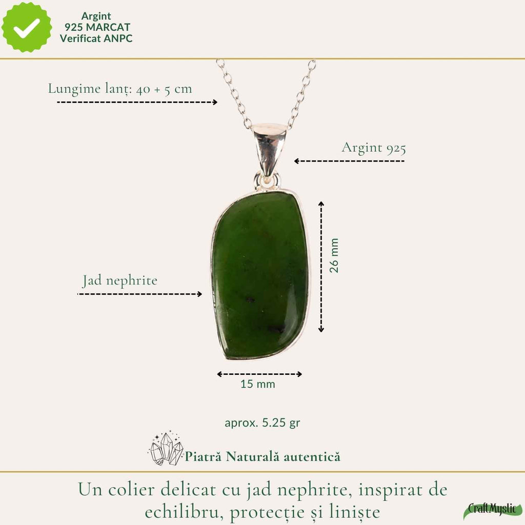 Colier cu Jad Nefrit, Argint 925 – CraftMystic