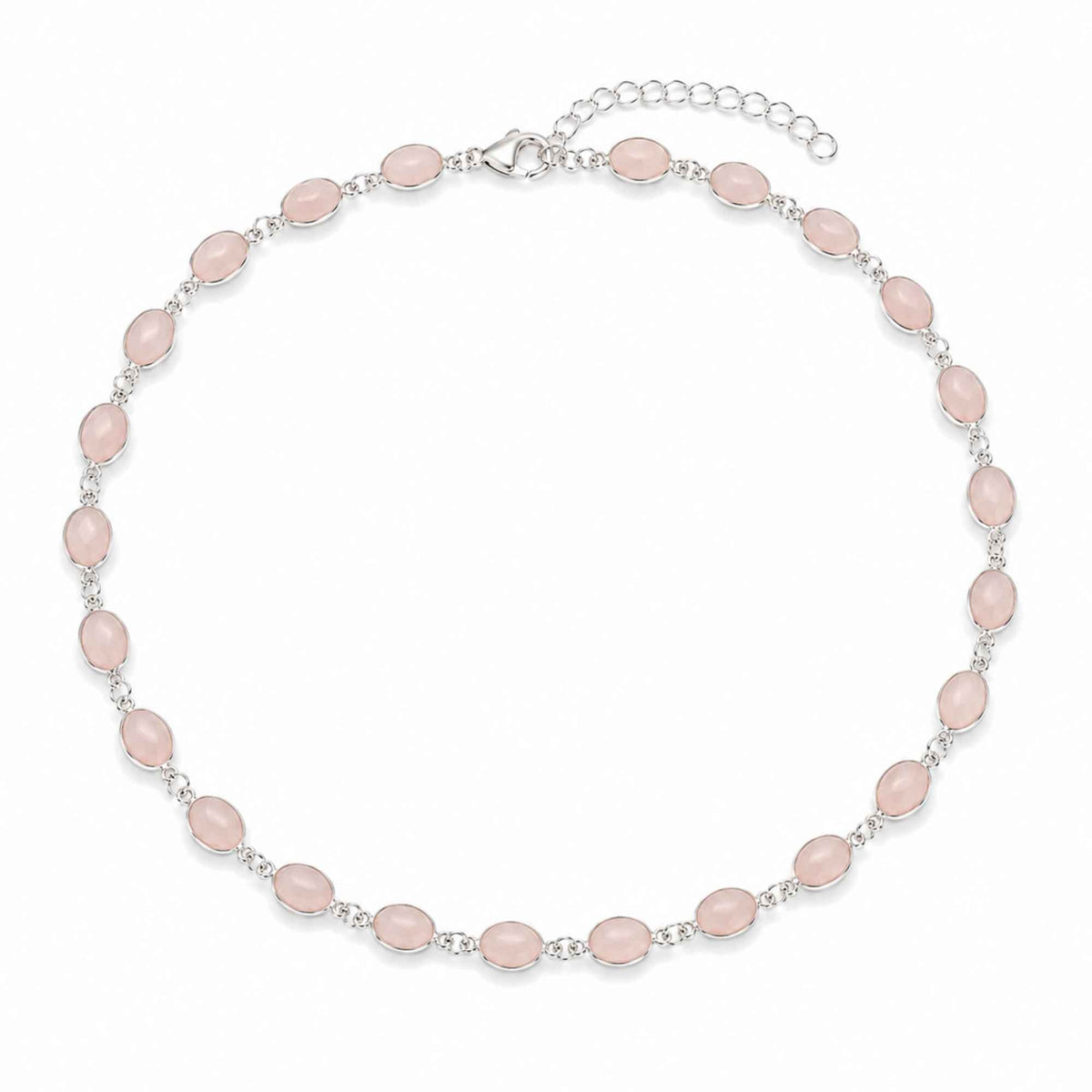 Colier Argint 925 cu Cuart Roz Oval – Iubire, Armonie si Feminitate