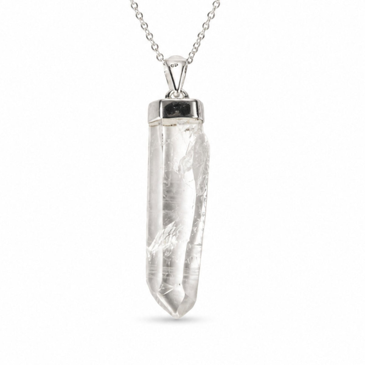 Colier Cuarț Lemurian Natural Argint 925 Brut - Claritate