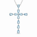 Colier Argint 925 cu Topaz Albastru Natural Fatetat in Forma de Cruce – Claritate si Incredere