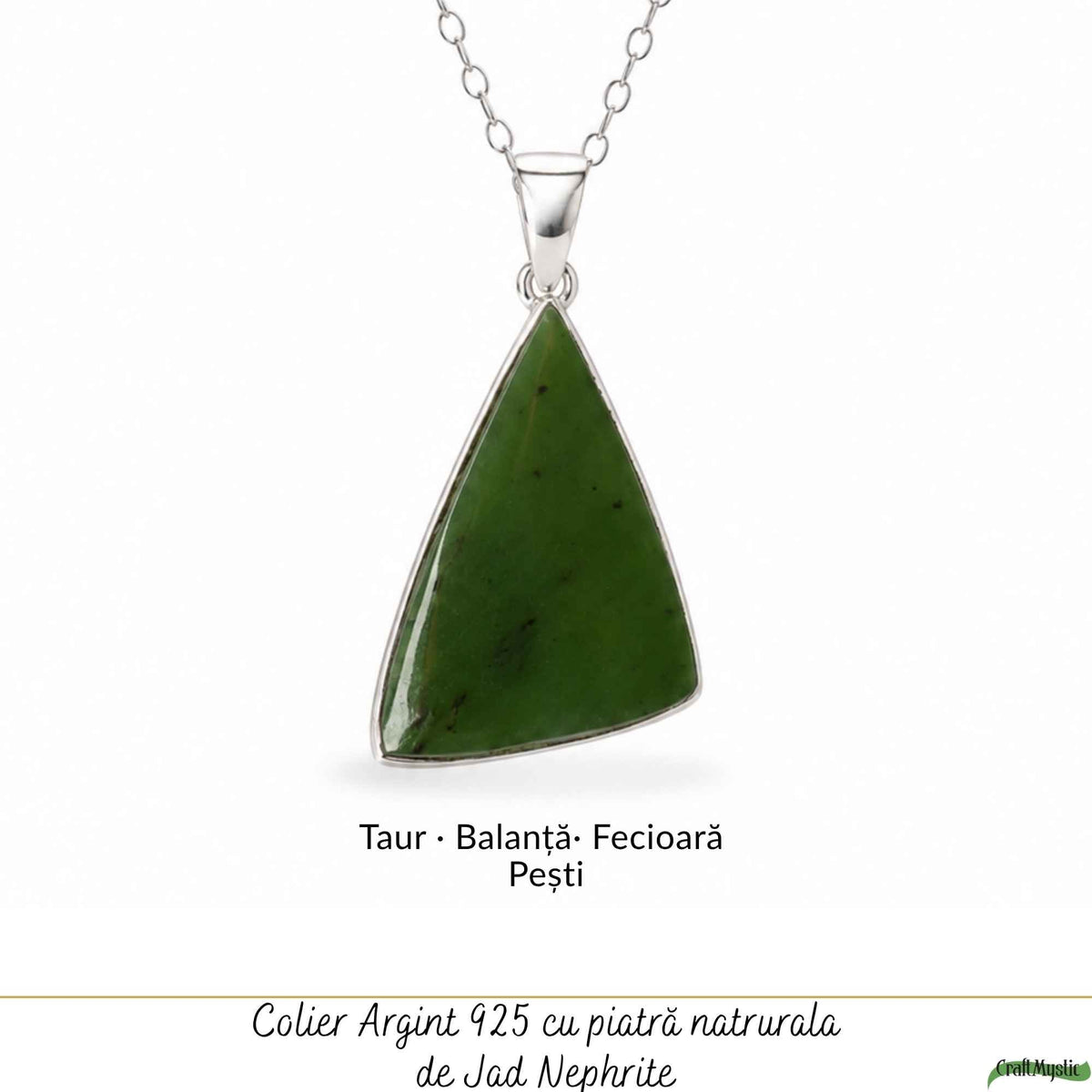 Colier cu Jad Nefrit, Argint 925 – CraftMystic