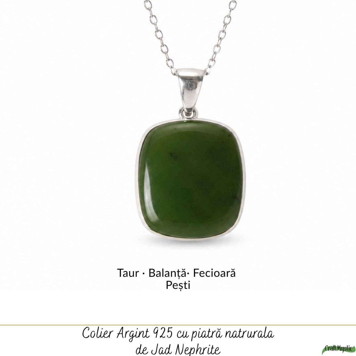 Colier cu Jad Nefrit, Argint 925 – CraftMystic
