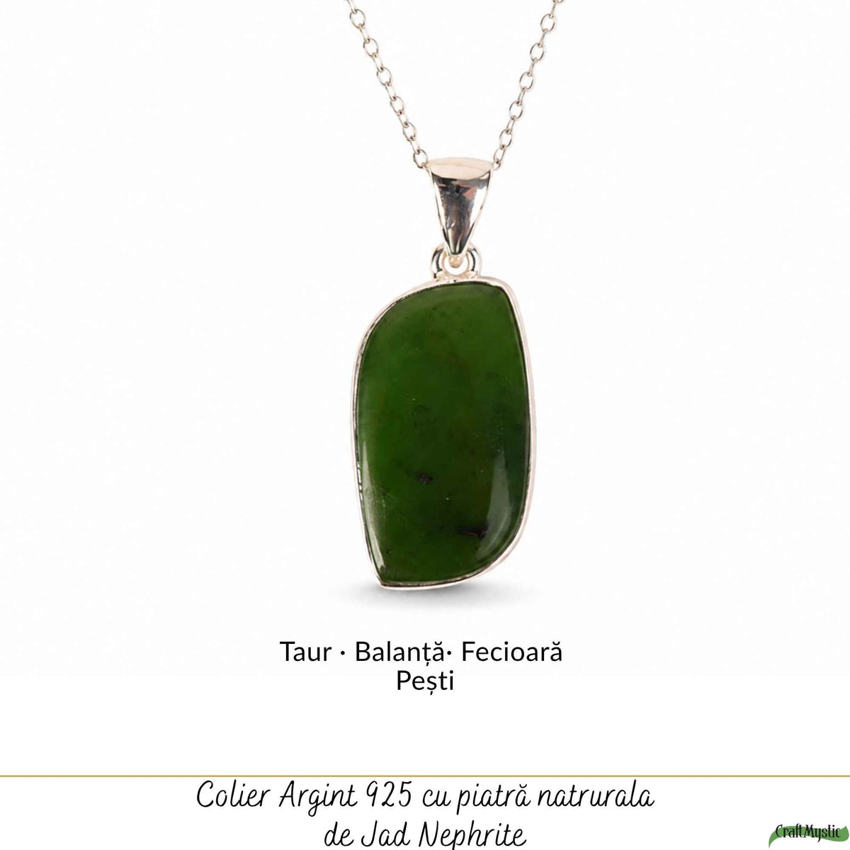 Colier cu Jad Nefrit, Argint 925 – CraftMystic