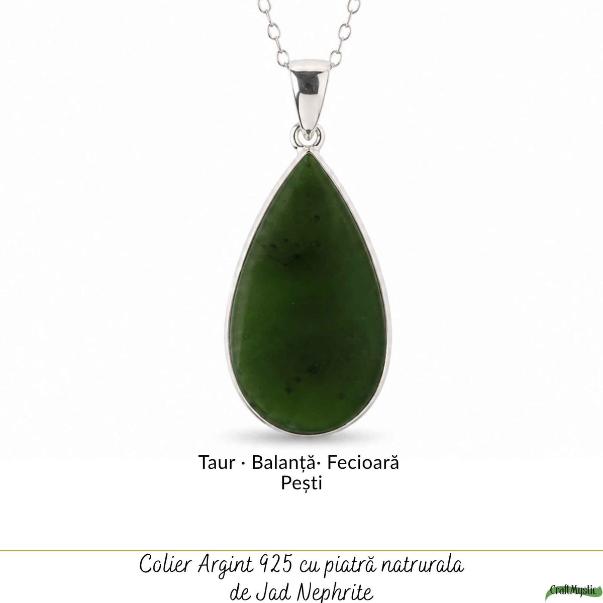 Colier cu Jad Nefrit, Argint 925 – CraftMystic