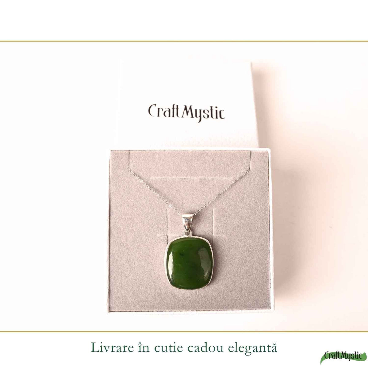 Colier Argint 925 cu Jad Nefrit Natural – Simbol al Armoniei si Prosperitatii