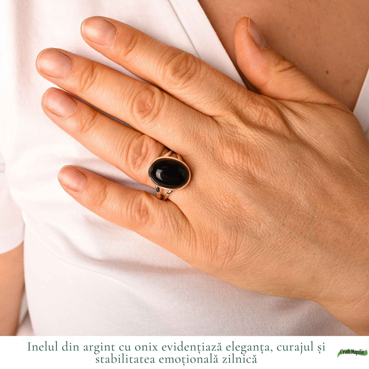 Inel Argint 925 cu Onix Natural Oval – Protectie si Stabilitate