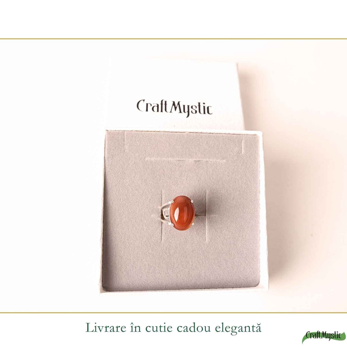 Inel Argint 925 ajustabil cu Piatra Naturala de Carneol – Vitalitate si Curaj