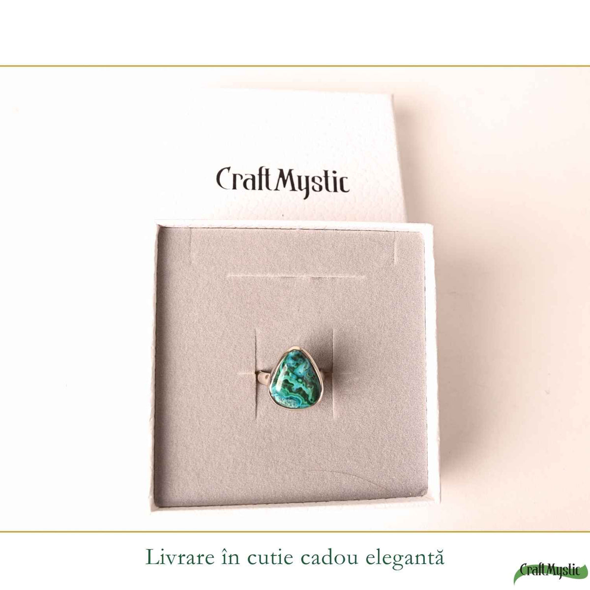 Inel Argint 925 cu Malachit si Crisocola Lacrima – Echilibru si Transformare