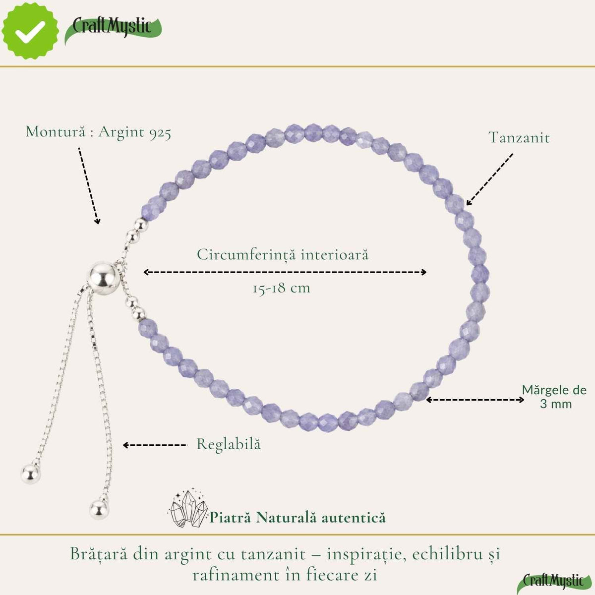 Brățară cu Tanzanit, Argint 925 – CraftMystic