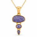 Colier cu Tanzanit natural pe argint 925 placat cu aur de 18K