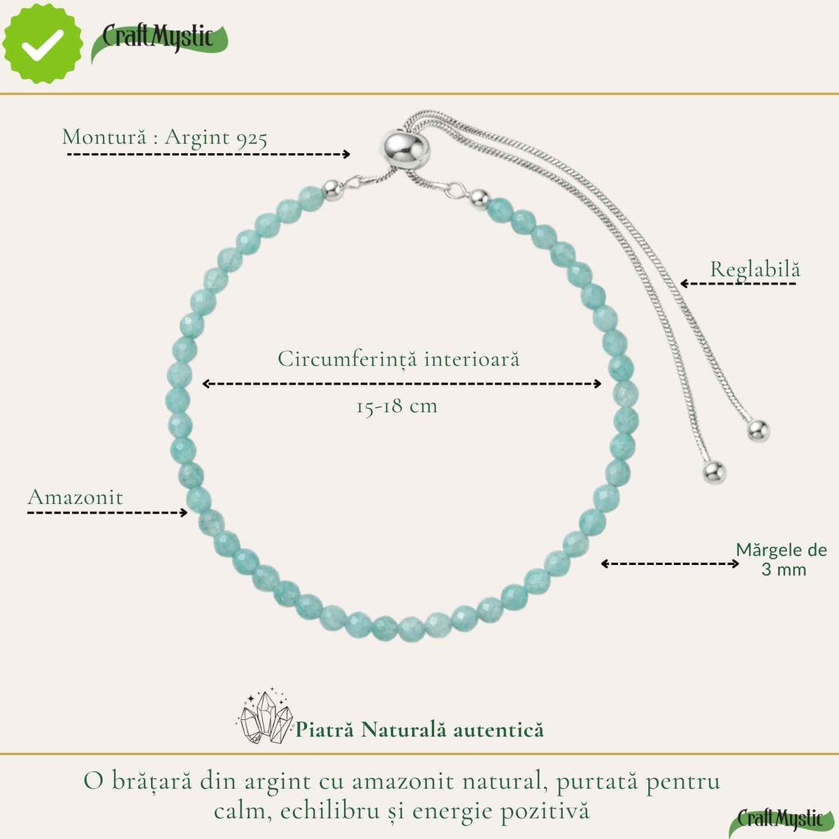 Brățară cu Amazonit, Argint 925 – CraftMystic