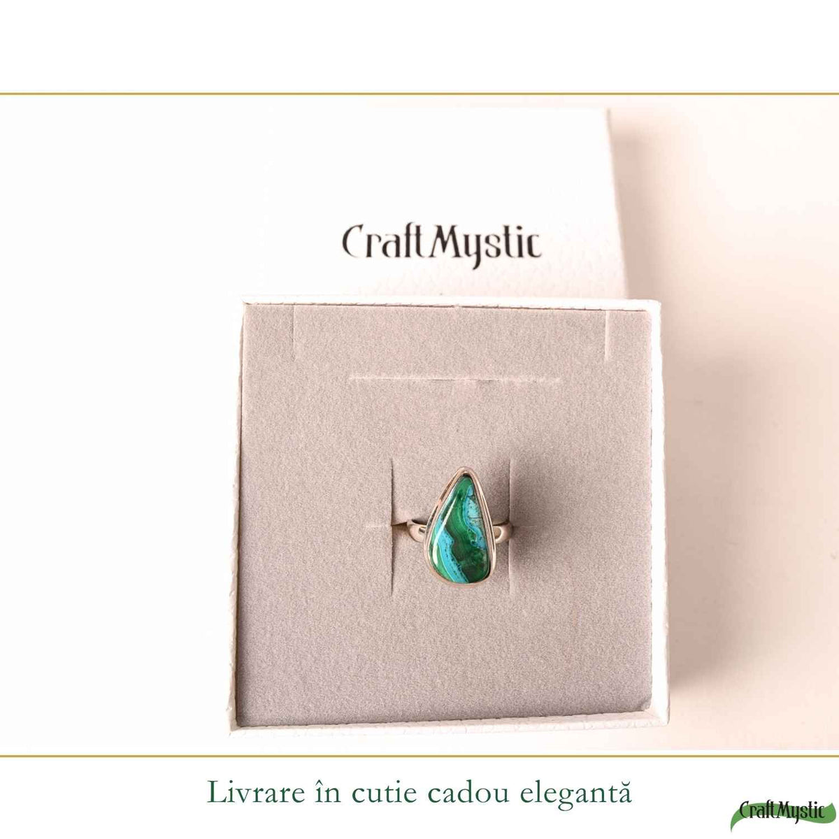 Inel Argint 925 cu Malachit si Crisocola Naturala Lacrima – Echilibru si Transformare