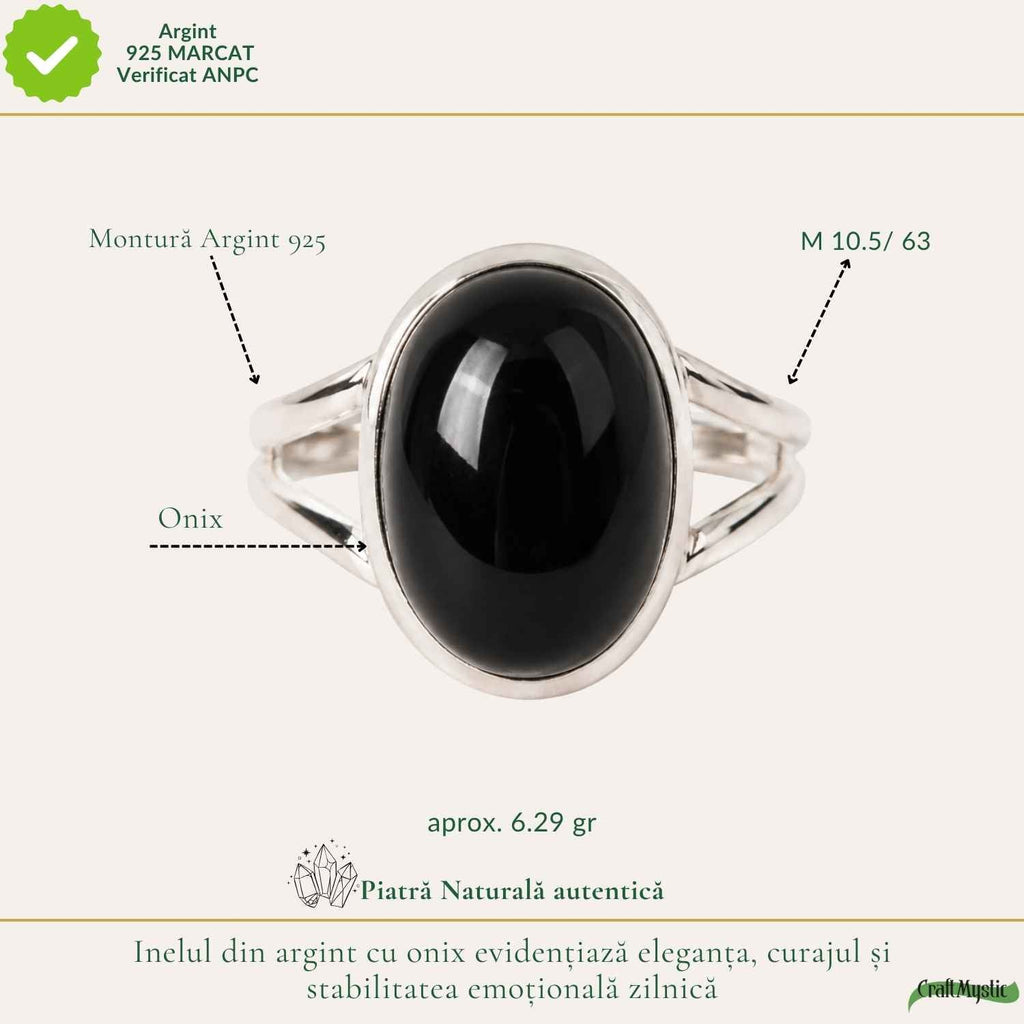 Inel Argint 925 cu Onix Natural Oval – Protectie si Stabilitate