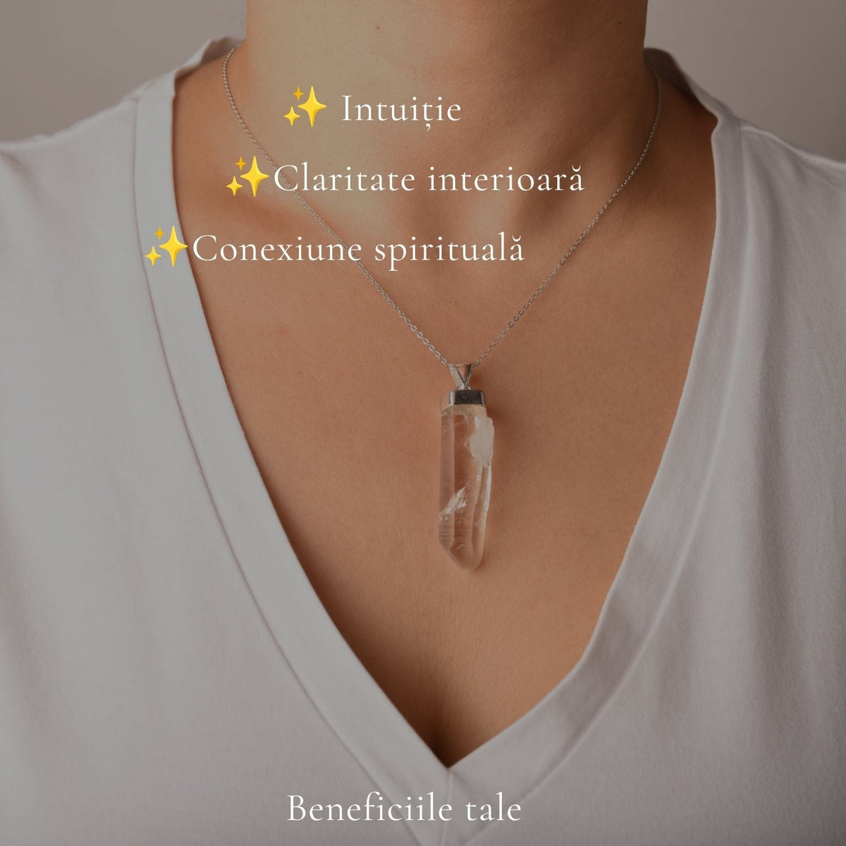 Colier Cuarț Lemurian Natural Argint 925 Brut - Claritate