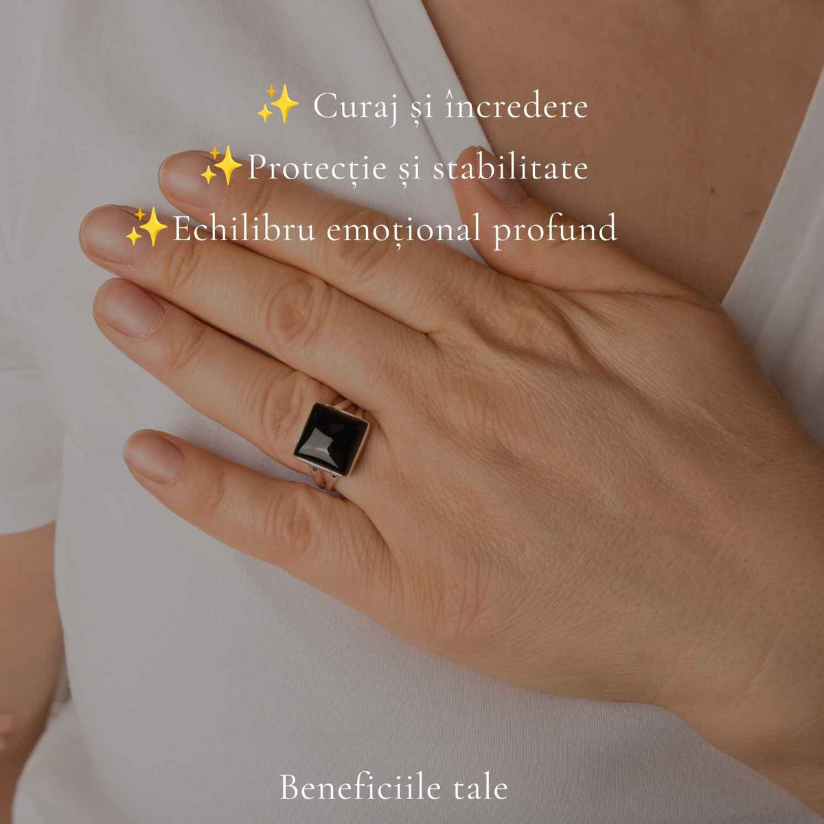 Inel Argint 925 cu Onix Natural Patrat – Protectie si Stabilitate