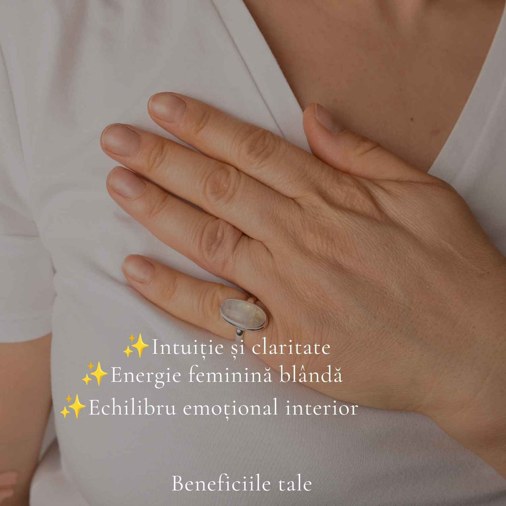 Inel Argint 925 cu Piatra Lunii Naturala Oval – Intuitie si Echilibru