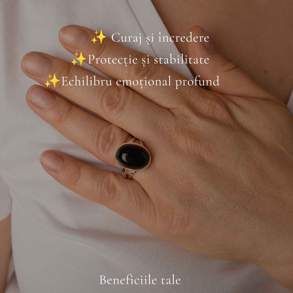 Inel Argint 925 cu Onix Natural Oval – Protectie si Stabilitate