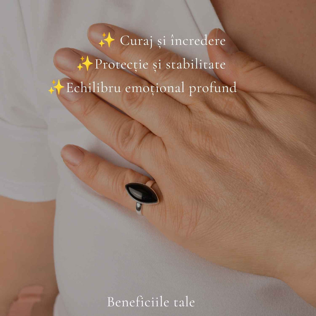 Inel Argint 925 cu Onix Natural Patrat – Protectie si Stabilitate