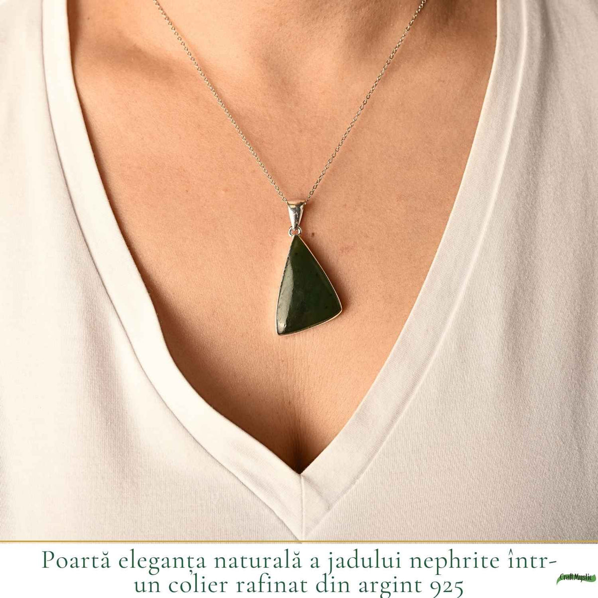 Colier cu Jad Nefrit, Argint 925 – CraftMystic