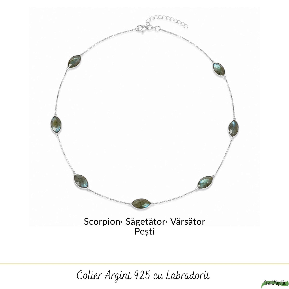 Colier Argint 925 cu Labradorit Fatetat Delica – Protectie si Intuitie