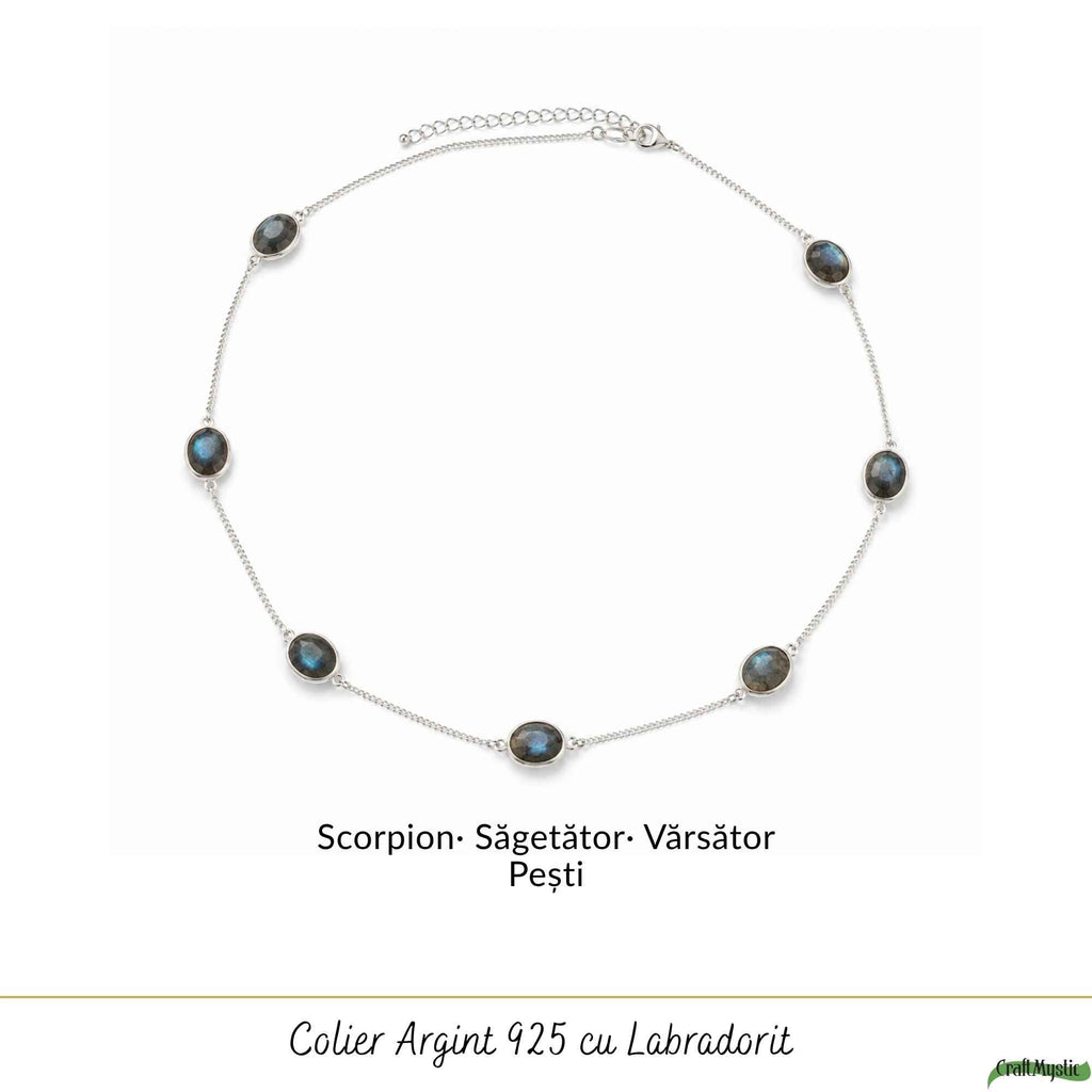 Colier Argint 925 cu Labradorit Fatetat Oval – Protectie si Intuiție