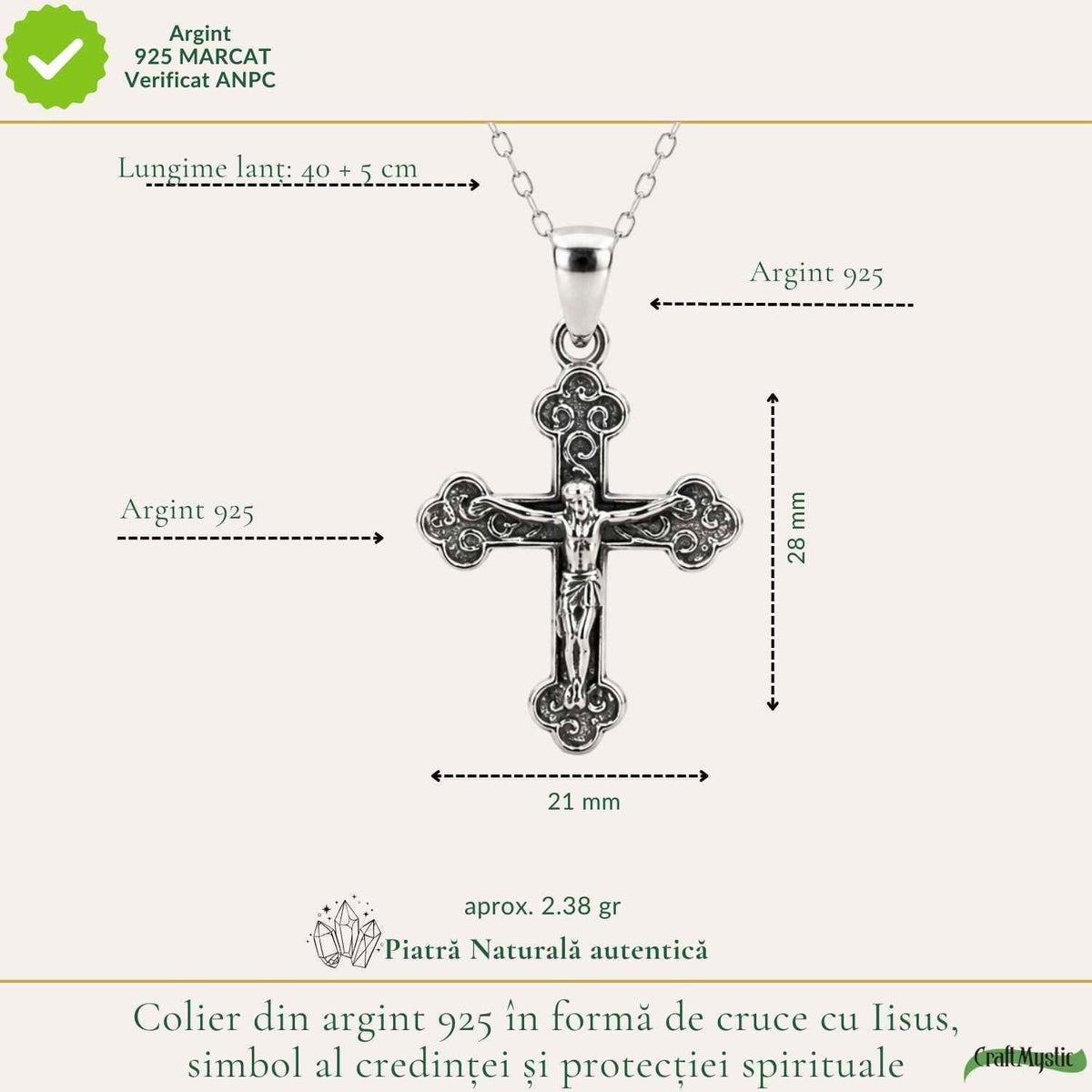 Colier Cruce cu Iisus din Argint 925 – CraftMystic