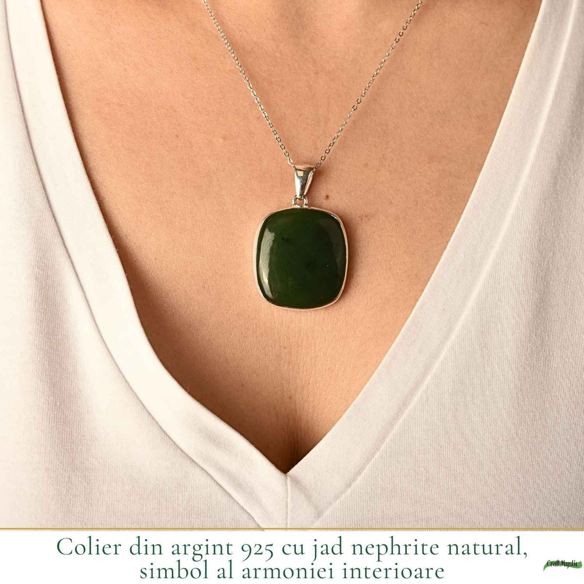 Colier cu Jad Nefrit, Argint 925 – CraftMystic