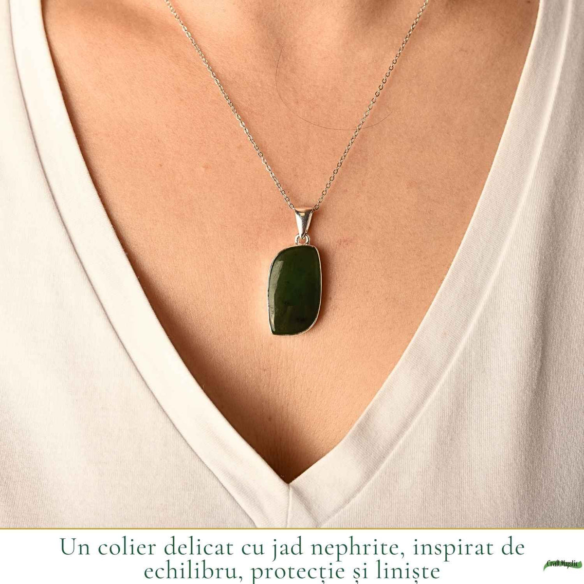 Colier cu Jad Nefrit, Argint 925 – CraftMystic