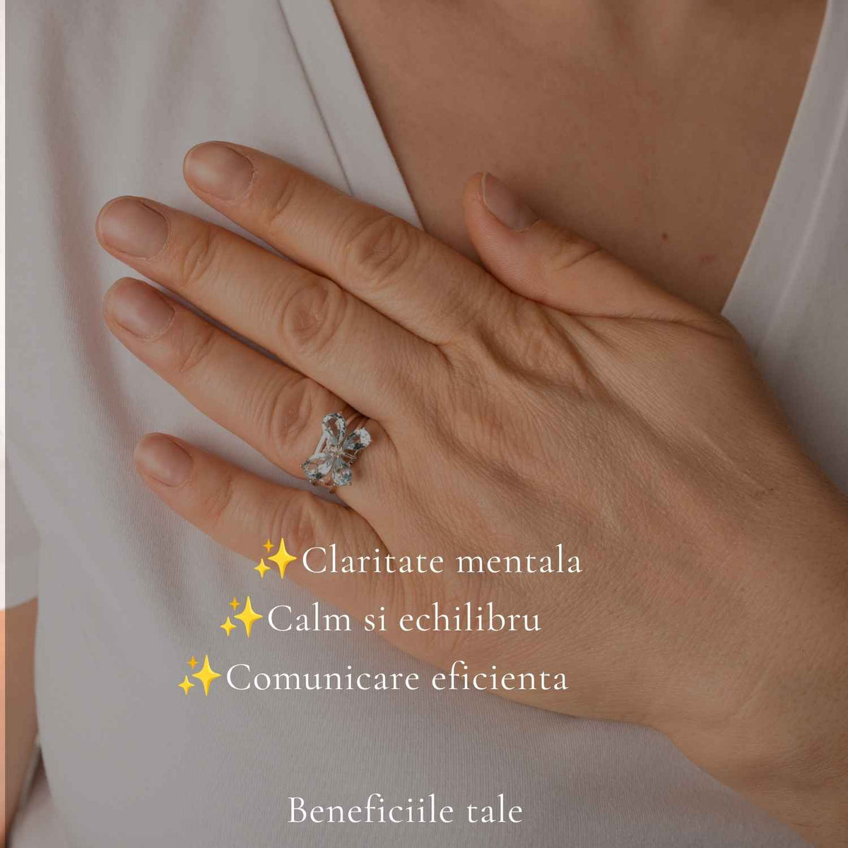 Inel Argint 925 ajustabil cu Piatra Naturala de Topaz Albastru Fluture – Claritate si Incredere