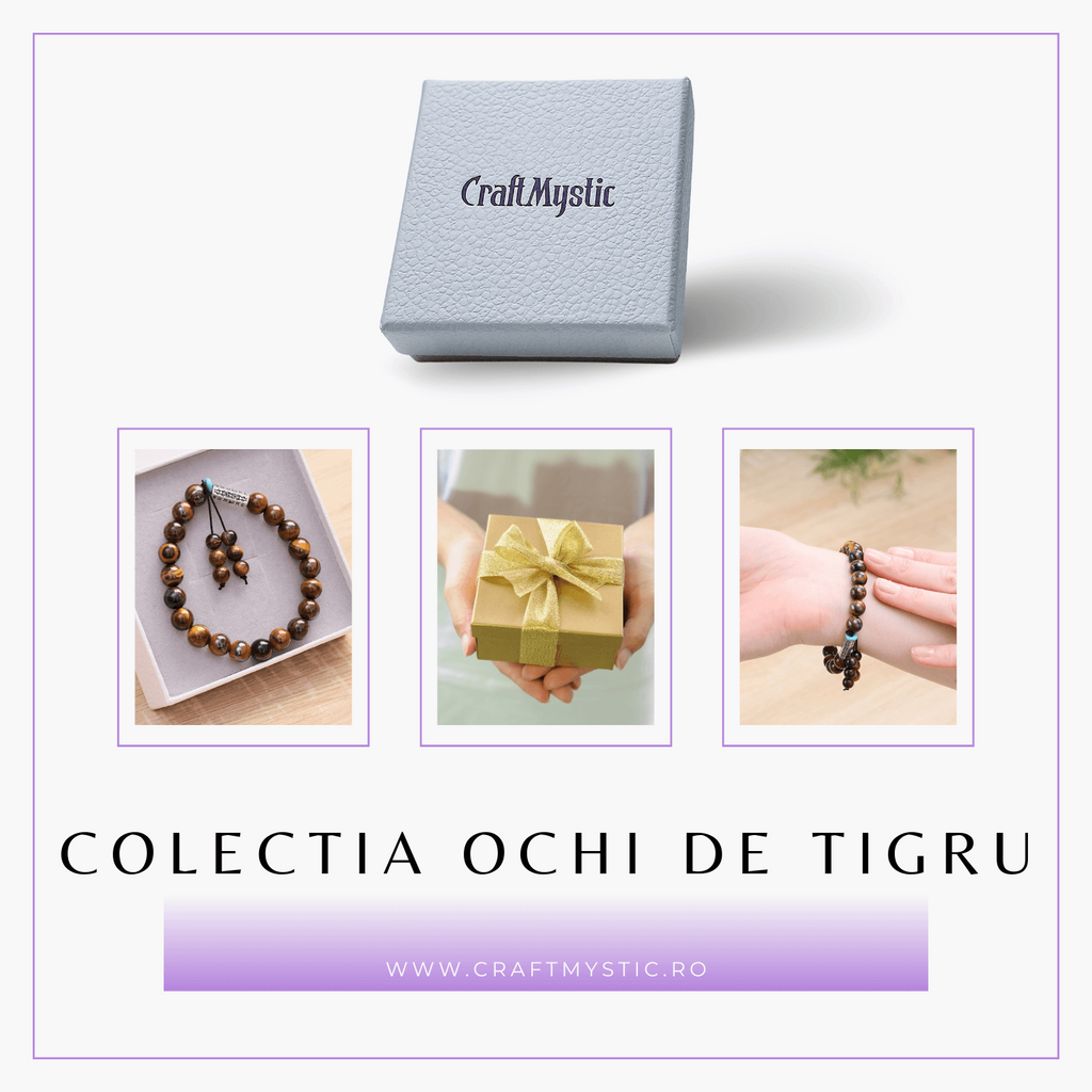 Bratara Elastica cu Margele 6mm din Pietre Semipretioase Ochi de Tigru, Tucurasi si Pandativ