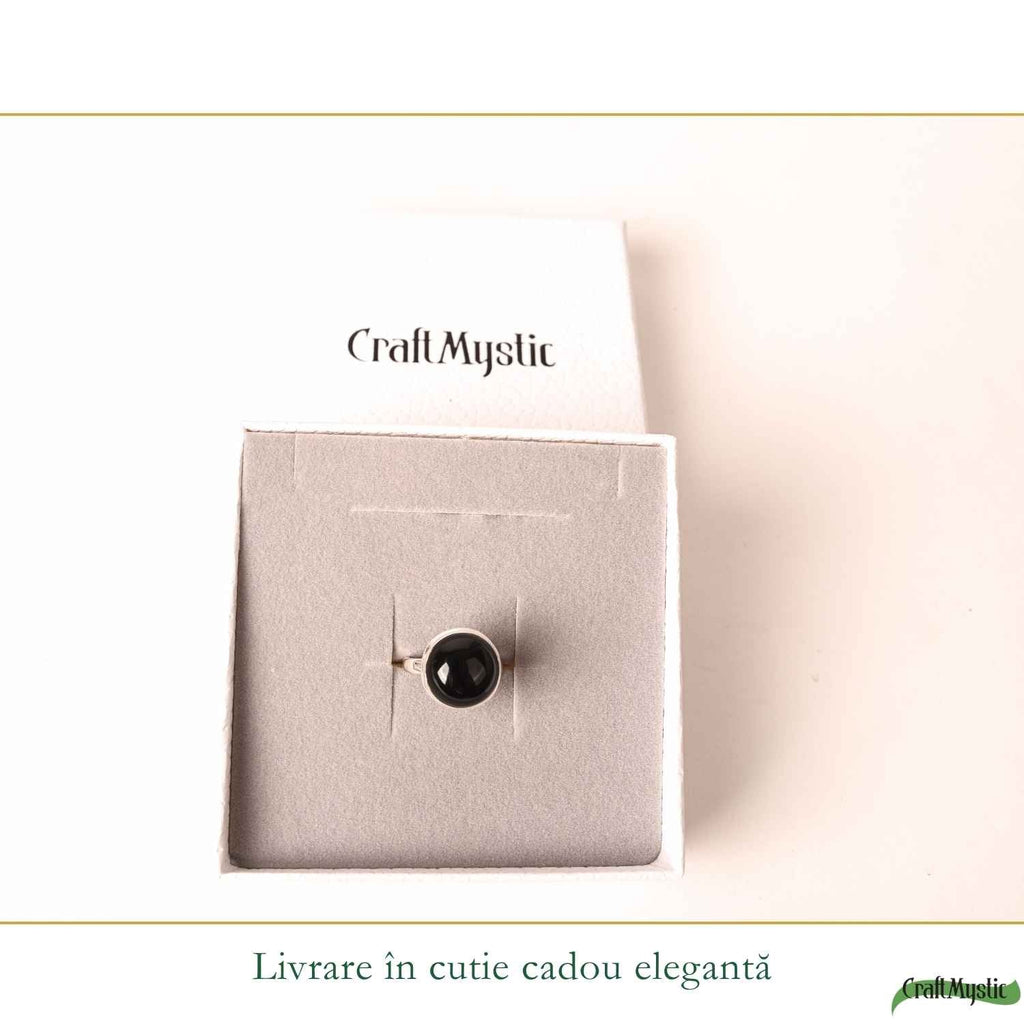 Inel Argint 925 cu Onix Natural Rotund – Protectie si Echilibru