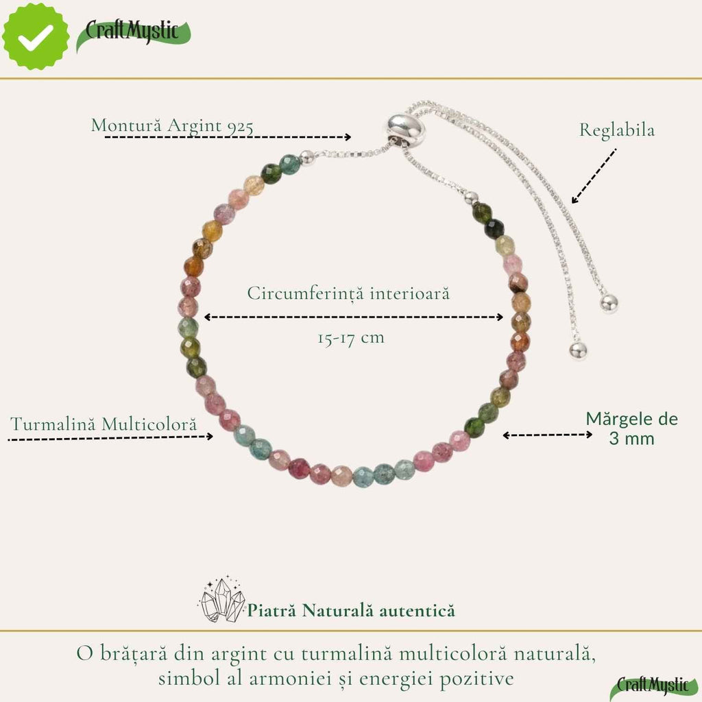 Brățară cu Turmalină Multicoloră, Argint 925 – CraftMystic