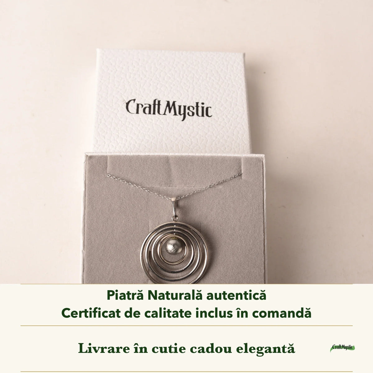 Colier cu Meteorit în cutia cadou CraftMystic, cu certificatul de calitate