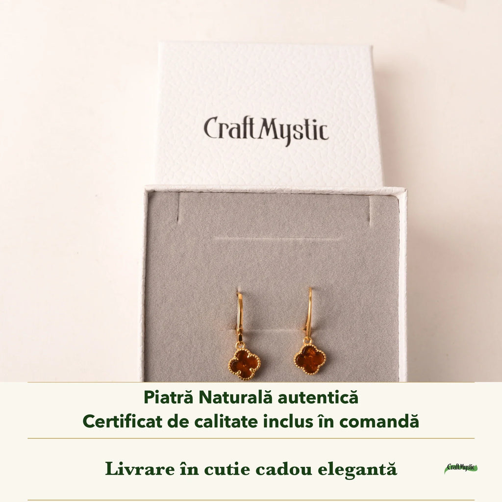 Cercei cu Chihlimbar în cutia cadou CraftMystic, cu certificatul de calitate