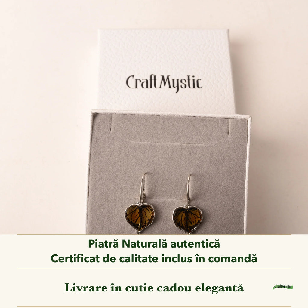 Cercei cu Chihlimbar în cutia cadou CraftMystic, cu certificatul de calitate