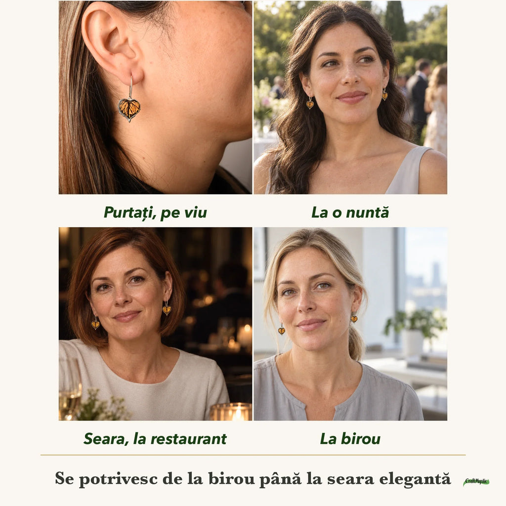 Cercei cu Chihlimbar purtați de patru femei, la nuntă, seara, la birou și la o aniversare