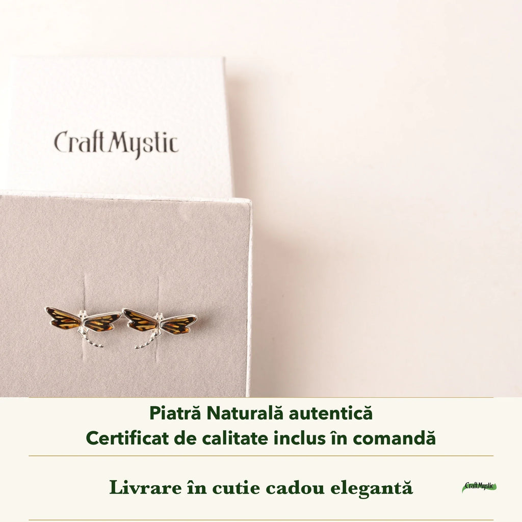 Cercei cu Chihlimbar în cutia cadou CraftMystic, cu certificatul de calitate