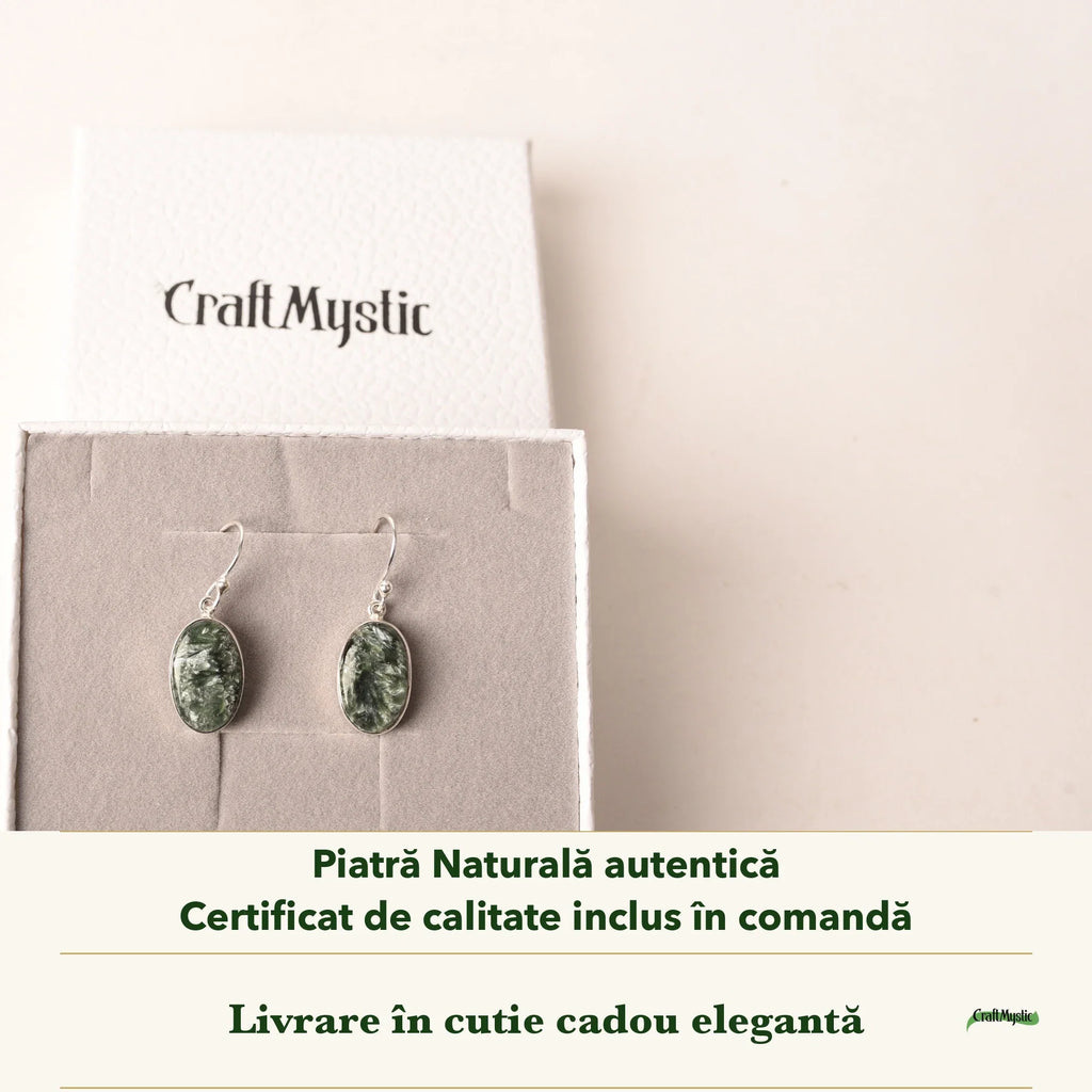 Cercei cu Serafinit în cutia cadou CraftMystic, cu certificatul de calitate