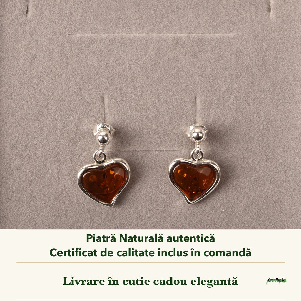 Cercei cu Chihlimbar în cutia cadou CraftMystic, cu certificatul de calitate