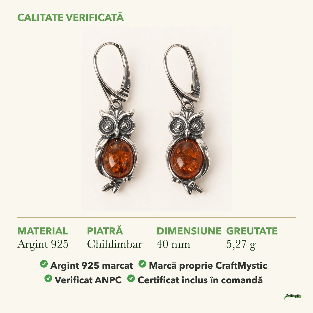 Cercei cu Chihlimbar: material, dimensiunea pietrei, greutate și marcajul 925