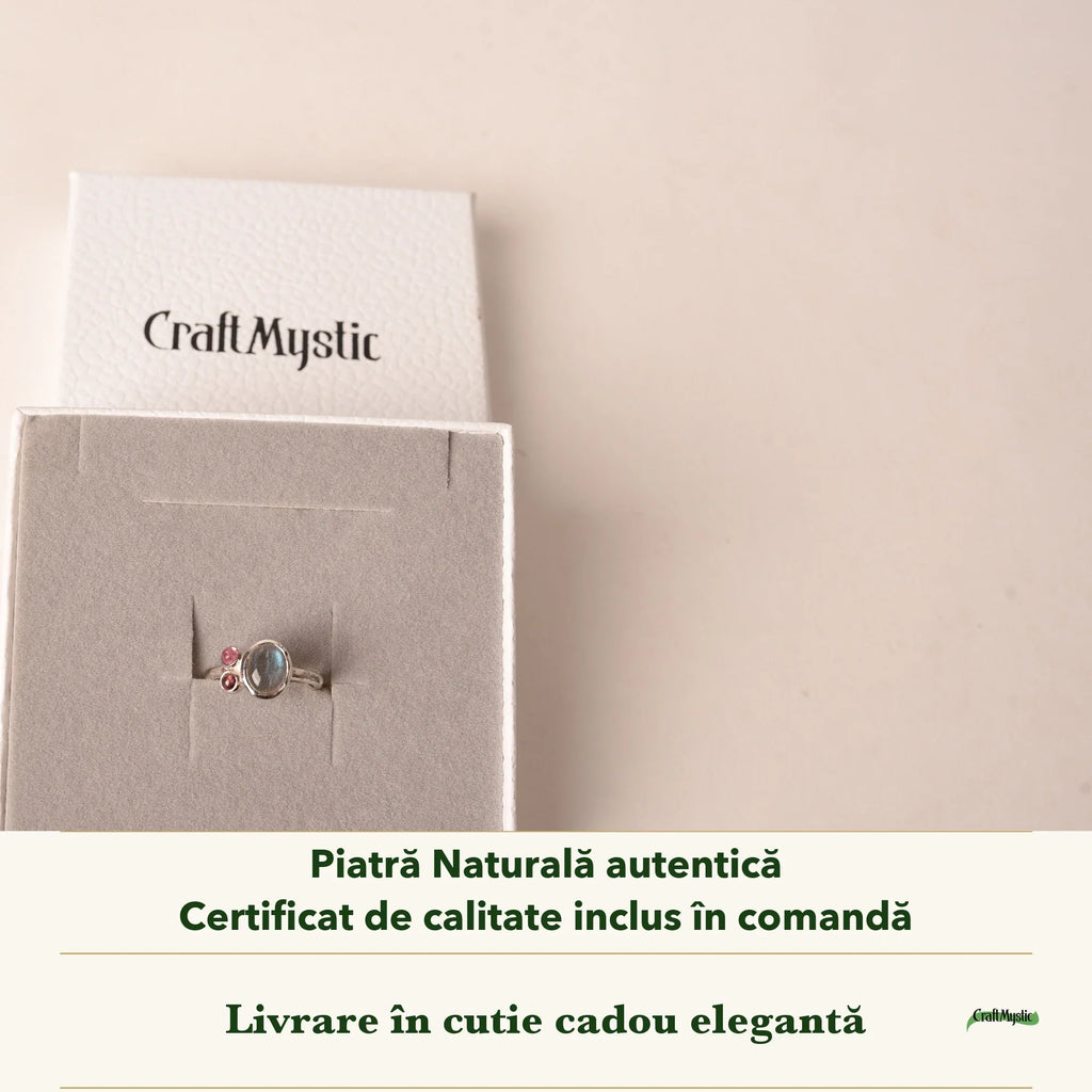 Inel cu Labradorit în cutia cadou CraftMystic, cu certificatul de calitate