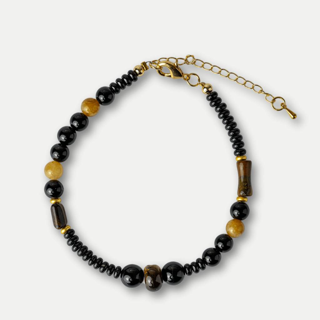 Scut Energetic – Bratara cu Agat Negru, Obsidian si Ochi de Tigru