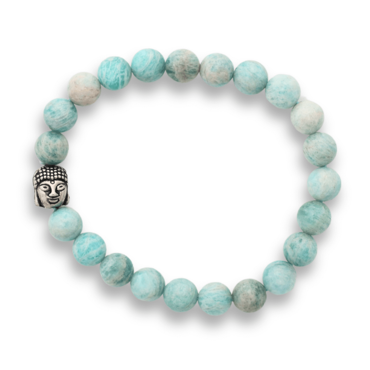 Bratara Elastica cu Margele 8mm din Amazonit Natural si Pandantiv Buddha