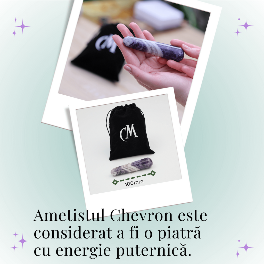 Bagheta de Masaj 10 cm din Ametist Chevron Natural