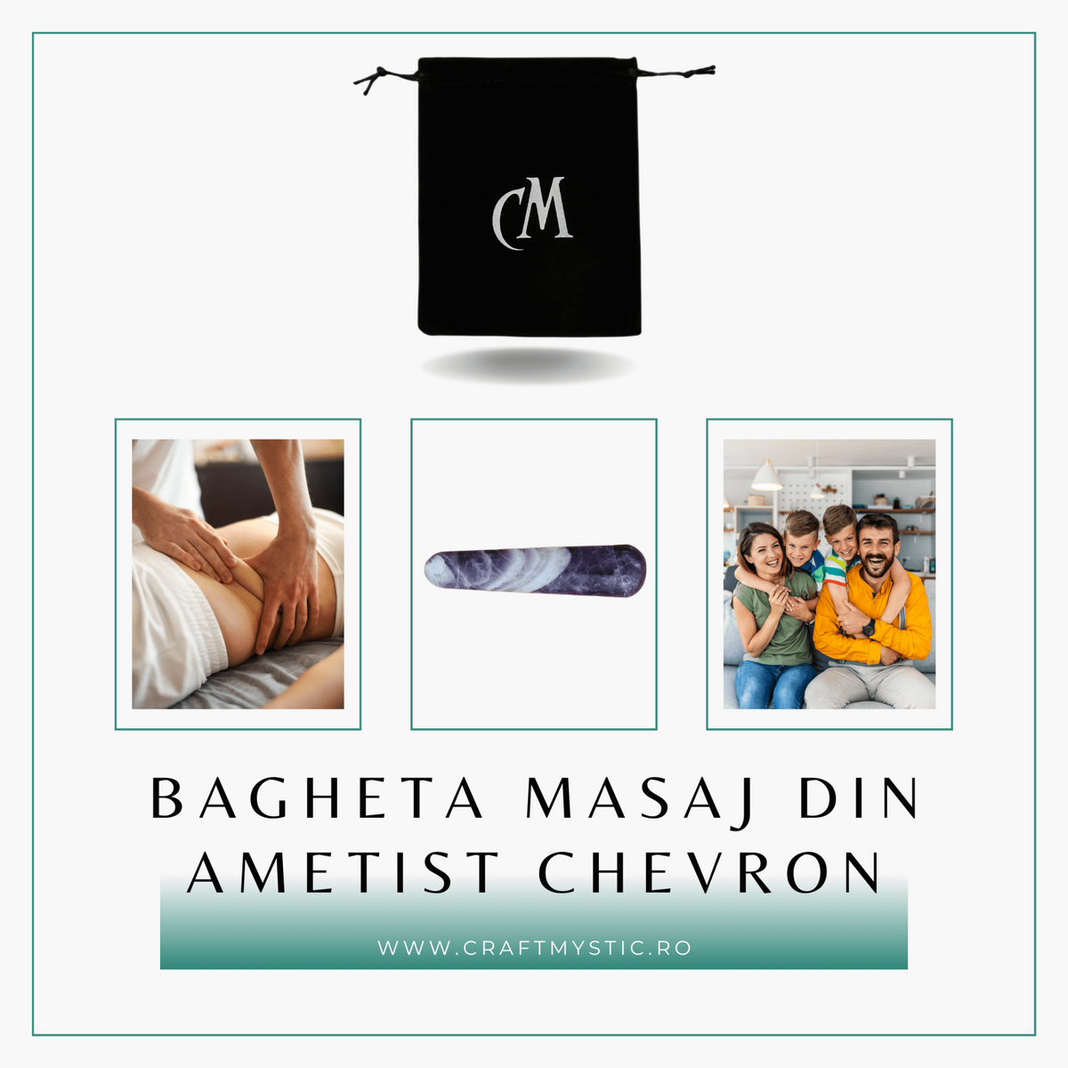 Bagheta de Masaj 10 cm din Ametist Chevron Natural