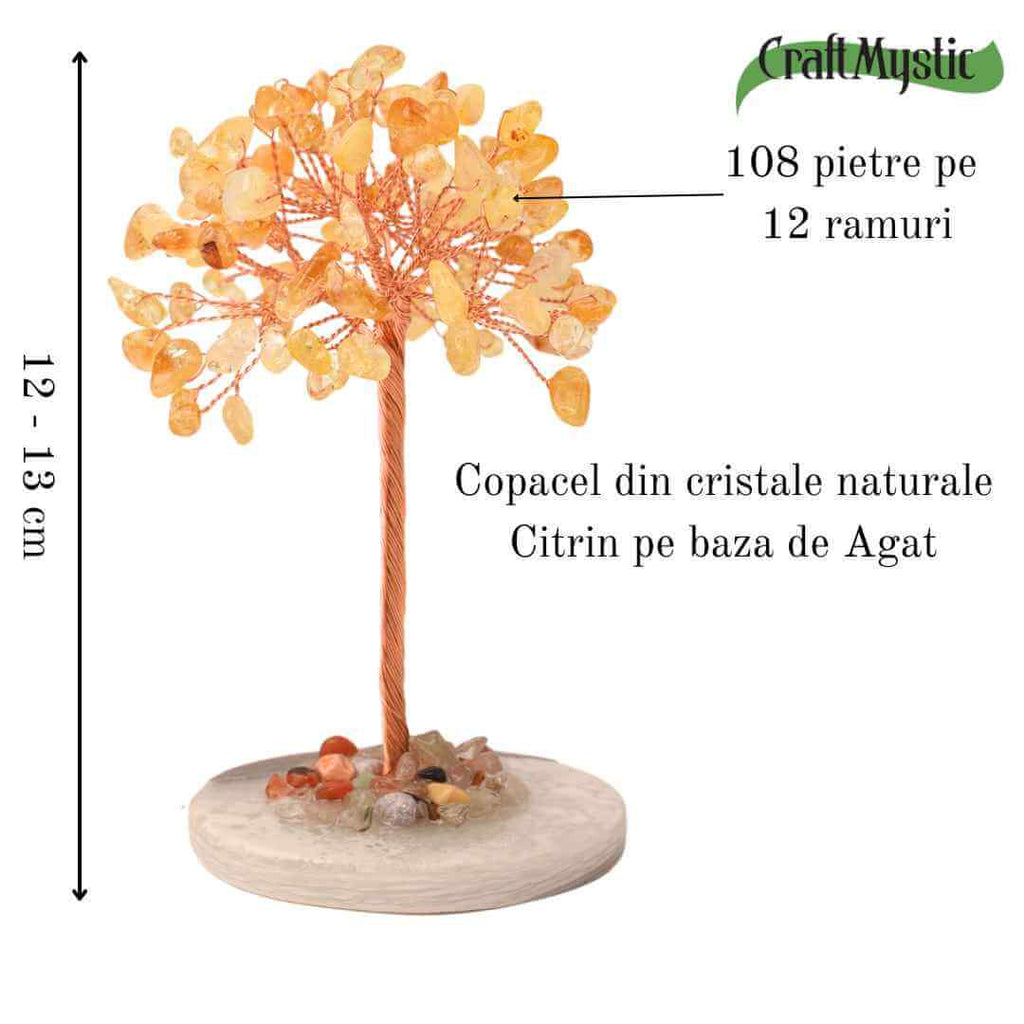 Copacel 12 cm din cristale semipretioase Citrin si baza de agat